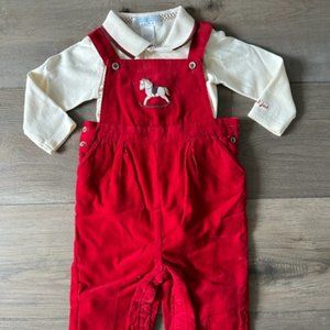 JANIE AND JACK LAYETTE BOYS 2 PIECE SET LONG SLEEVE ONESIE PANT OVERALLS